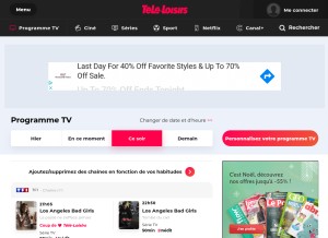 How programme-tv.net looks like on a tablet such as an iPad.