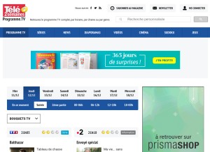 How programme.tv looks like on a tablet such as an iPad.