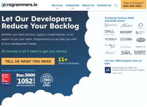 How programmers.io looks like on a tablet such as an iPad.
