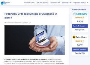 How programyvpn.pl looks like on a tablet such as an iPad.