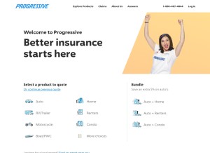 How progressive.com looks like on a tablet such as an iPad.