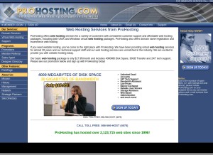 How prohosting.com looks like on a tablet such as an iPad.