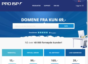 How proisp.no looks like on a tablet such as an iPad.