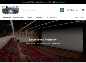 How projectorzone.com looks like on a tablet such as an iPad.
