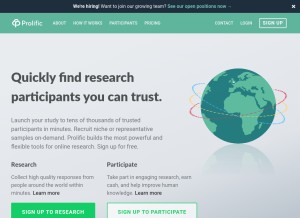 How prolific.co looks like on a tablet such as an iPad.