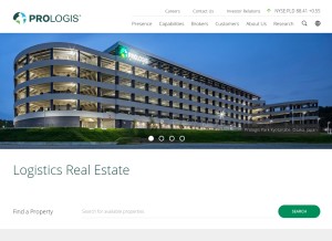 How prologis.com looks like on a tablet such as an iPad.