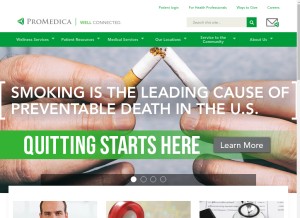 How promedica.org looks like on a tablet such as an iPad.