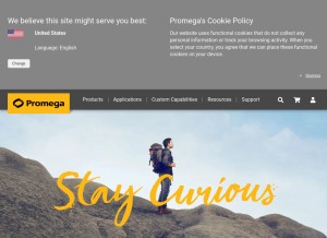 How promega.com looks like on a tablet such as an iPad.