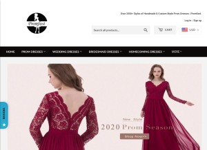 How promfast.com looks like on a tablet such as an iPad.