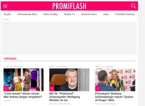 How promiflash.de looks like on a tablet such as an iPad.