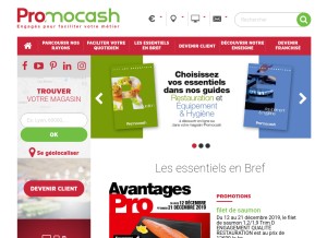 How promocash.com looks like on a tablet such as an iPad.