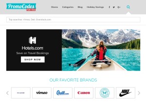 How promocodesforyou.com looks like on a tablet such as an iPad.