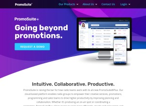 How promosuite.com looks like on a tablet such as an iPad.