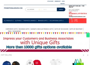 How promotionalwears.com looks like on a tablet such as an iPad.