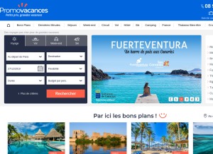 How promovacances.com looks like on a tablet such as an iPad.