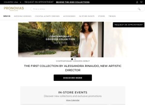 How pronovias.com looks like on a tablet such as an iPad.