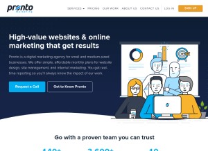 How prontomarketing.com looks like on a tablet such as an iPad.