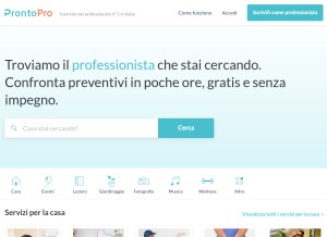 How prontopro.it looks like on a tablet such as an iPad.