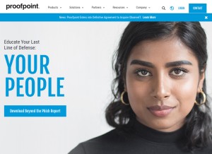 How proofpointessentials.com looks like on a tablet such as an iPad.