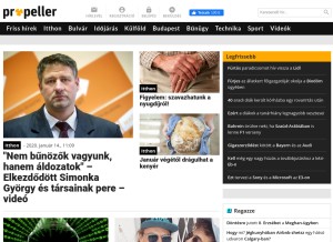 How propeller.hu looks like on a tablet such as an iPad.