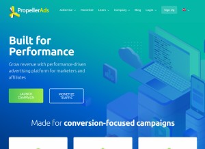 How propellerads.com looks like on a tablet such as an iPad.