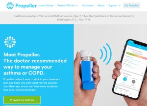 How propellerhealth.com looks like on a tablet such as an iPad.