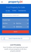 How property24.com looks like on a mobile device such as an iPhone.