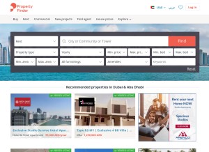How propertyfinder.ae looks like on a tablet such as an iPad.