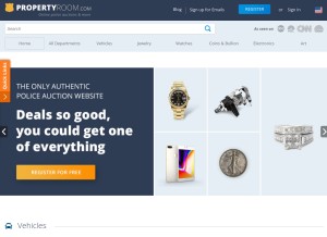 How propertyroom.com looks like on a tablet such as an iPad.