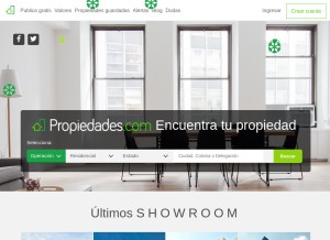 How propiedades.com looks like on a tablet such as an iPad.