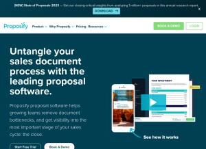 How proposify.com looks like on a tablet such as an iPad.