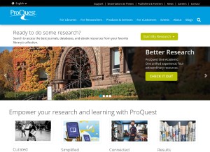 How proquest.com looks like on a tablet such as an iPad.