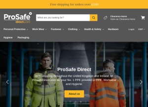 How prosafedirect.com looks like on a tablet such as an iPad.