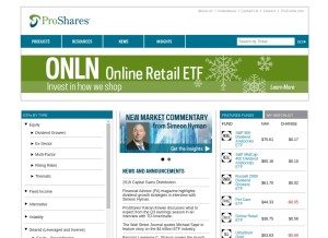 How proshares.com looks like on a tablet such as an iPad.
