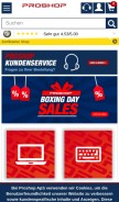 How proshop.de looks like on a mobile device such as an iPhone.