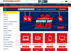 How proshop.de looks like on a tablet such as an iPad.