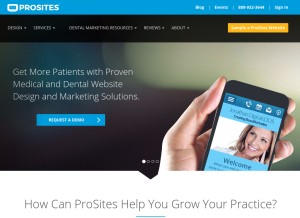 How prosites.com looks like on a tablet such as an iPad.