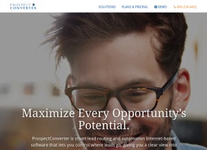 How prospectconverter.com looks like on a tablet such as an iPad.