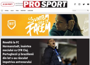 How prosport.ro looks like on a tablet such as an iPad.