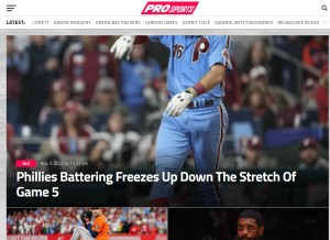 How prosports.net looks like on a tablet such as an iPad.