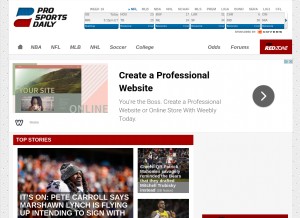 How prosportsdaily.com looks like on a tablet such as an iPad.