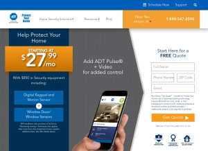 How protectyourhome.com looks like on a tablet such as an iPad.