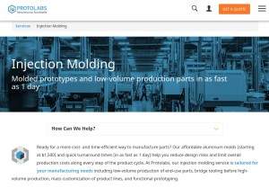 How protomold.com looks like on a tablet such as an iPad.