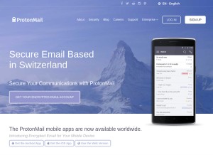 How protonmail.com looks like on a tablet such as an iPad.