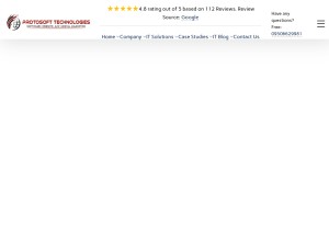 How protosofttechnologies.com looks like on a tablet such as an iPad.