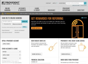 How providentcu.org looks like on a tablet such as an iPad.