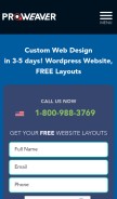 How proweaver.com looks like on a mobile device such as an iPhone.