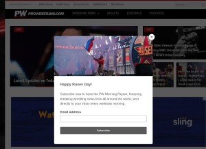 How prowrestling.com looks like on a tablet such as an iPad.