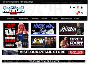 How prowrestlingtees.com looks like on a tablet such as an iPad.