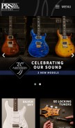 How prsguitars.com looks like on a mobile device such as an iPhone.